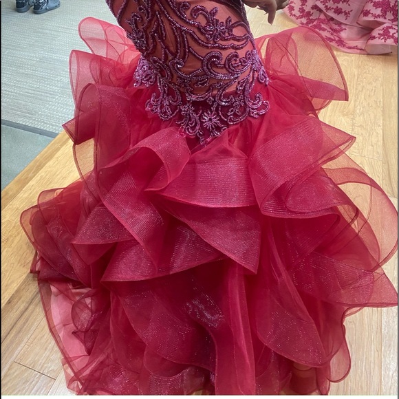 Burgundy Mermaid Style Prom Dress - Picture 2 of 9